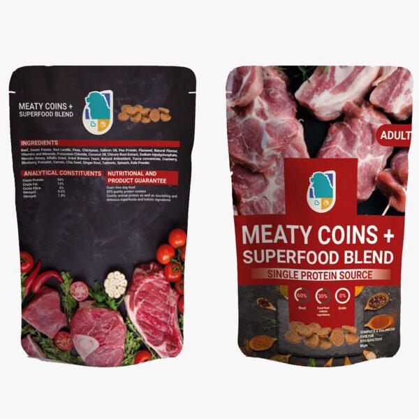 Meaty Coins + Superfood Blend Adult Dog Treats 80 g (Beef)