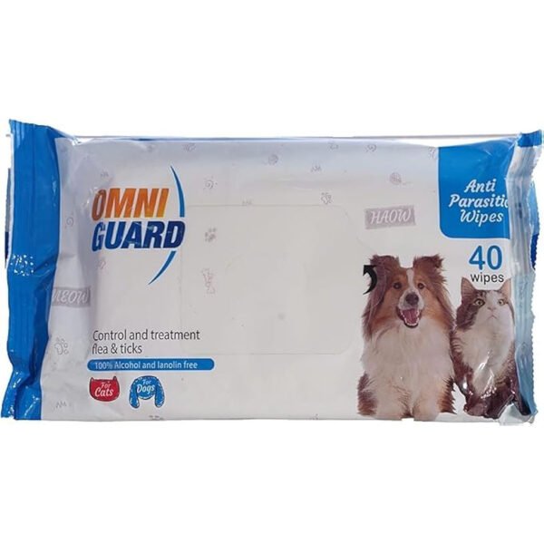 Omni Guard Cats & Dogs Anti Parasitic Wipes - 40 PCS