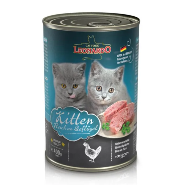 Leonardo wet food for kittens with chicken 400g (6 Cans)