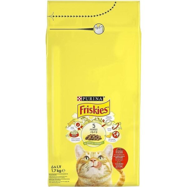 Purina friskiess with beef, chicken and vegetables cat dry food 1.7kg