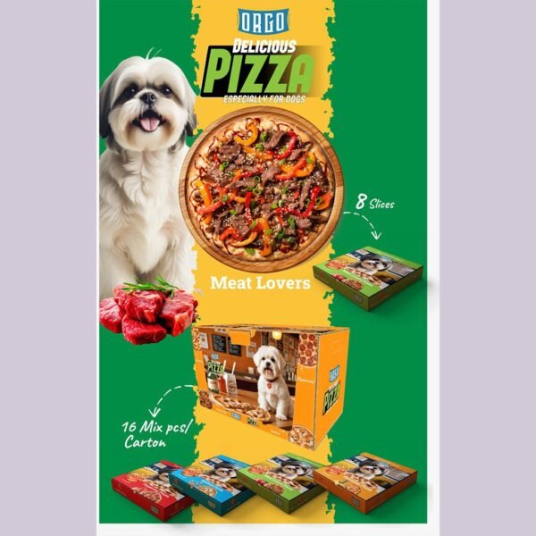 Orgo Delicious Dog Pizza Treats, Meat Lovers Flavour, 8 Slices