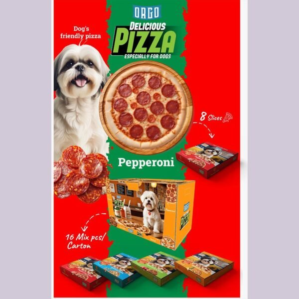 Orgo Delicious Dog Pizza Treats, Pepperoni Flavour, 8 Slices