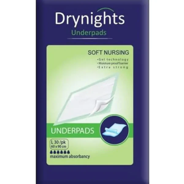 Drynights Underpads, Soft Nursing Technology,60x90cm, 30 Pack