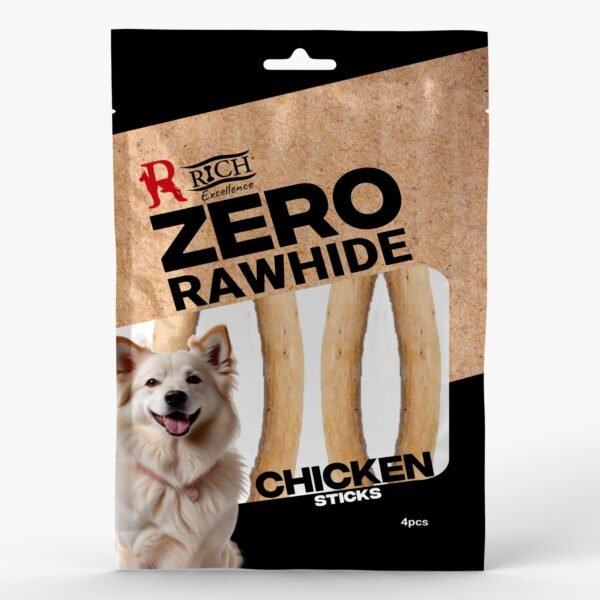 Rich Excellence Zero Rawhide Chicken Dog Treats,Sticks, 4 Pieces (Chicken Sticks 4 Pcs)
