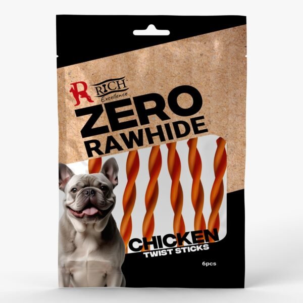 Rich Excellence Zero Rawhide Chicken Dog Treats,Twist Sticks, 6 Pieces (Chicken Twist Sticks 6 Pcs)